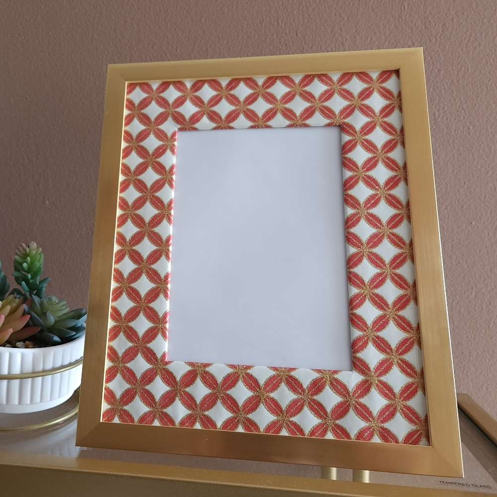 Luxe Red & Gold Geometric 8x10 Mat + Gold Frame | Unique Matting